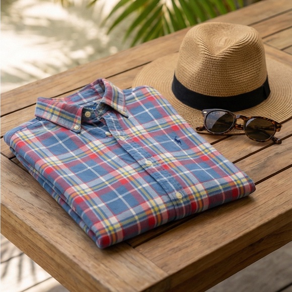 Polo Ralph Lauren Plaid Button-Down Shirt - Blue/Red NWT - Picture 2 of 13